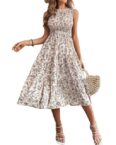 BlauWave A-Linien-Kleid Sommerkleid Damen Strandkleid mit (1-tlg., Geeignet für tägliche Reisen) Blumendruck & mehrlagigem Saum