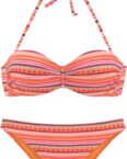 Bügel-Bandeau-Bikini in orange-gestreift von LASCANA