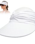 Jioson Sonnenhut Sonnenhüte Damen Sommer Hüte mit Pferdeschwanz weiß (Sommer Hüte mit Pferdeschwanz, 1-St., 1-st) UV-Schutz Sonnenblende atmungsaktivem