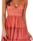 KIKI A-Linien-Kleid Damen Sommerkleid MiniKleid Blumendruck Langes Kleid Strandkleid