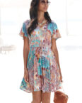 LASCANA Druckkleid, aus gekreppter Viskose, farbenfrohes Sommerkleid, Strandkleid