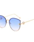 Rnemitery Sonnenbrille Damen Mode Runde Katzenaugen Sonnenbrille Mirrored mit Metallrahmen