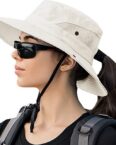 Rnemitery Sonnenhut Sonnenhüte Damen UV-Schutz Faltbar Angeln Hut mit Pferdeschwanz-Loch