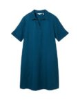 TOM TAILOR Sommerkleid linen dress with polo collar, Moss Blue