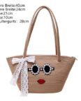 AUKUU Strandtasche Baumwollseil-Tasche, Einzelschultertasche, Strandtasche, gewebte (Tasche)