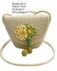 AUKUU Strandtasche Damen-Baumwollseilhandtasche mit Blumenmuster, Schrägumhängetasche für (Handys)