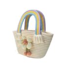 AUKUU Strandtasche Damenhandtasche aus gewebtem Baumwollseil, Regenbogen-Handtasche, (Handtasche)