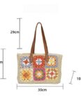 YRIIOMO Strandtasche Niedliche Retro-Blumen Webtasche, Damen Strandurlaub All-Match, Einzelschulter Strandtasche.