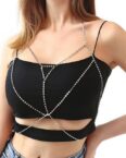 AUKUU Kettengürtel Kreativer geometrischer Schmuck, schlichter sexy Bikini Brustschmuck