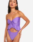 Bandeau Hipster-Bikini Mit Rüschen - Purple - 36, Purple