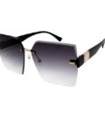 Vaccari-design Sonnenbrille (Große Damen Sonnenbrille mit Brillenbox) Elegante Facettenschliff Gläser Rahmenlos in Verlaufsgetönt