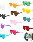 ZEUOPQ Sonnenbrille Sonnenbrille Herzförmige Farben Partybrille für Damen 12 Stück (schwarz und grau, rot, durchscheinend weiß, lila, blau, blau-grün, seeblau, orange, grün, hellrosa, gelb und rosa, Widersteht UV-Strahlen und schützt die Augen, Trinity Design) perfekt für Fotoshootings und Stylings party usw.