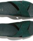 Fitflop Keilpantolette "Lulu Glitterball Slide", Badeschuh, Slides, Sandale, Kreuzbandage mit Glitzersteine besetzt